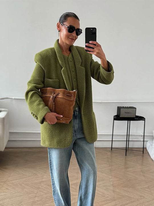 Damen lässiger Oversized Blazer aus hochwertigem Material EB