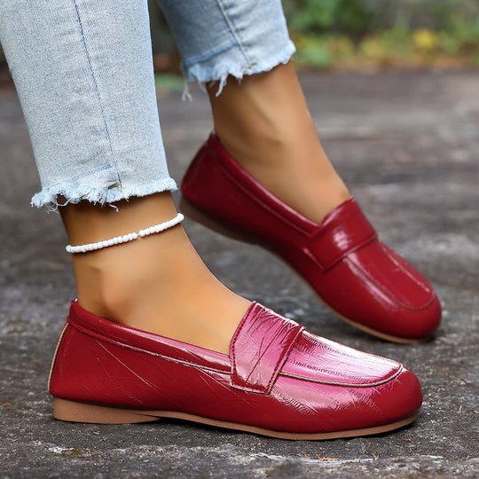 Damen Mokassin-Loafers mit modischer Oberflächenstruktur und weichem Fußbett EB