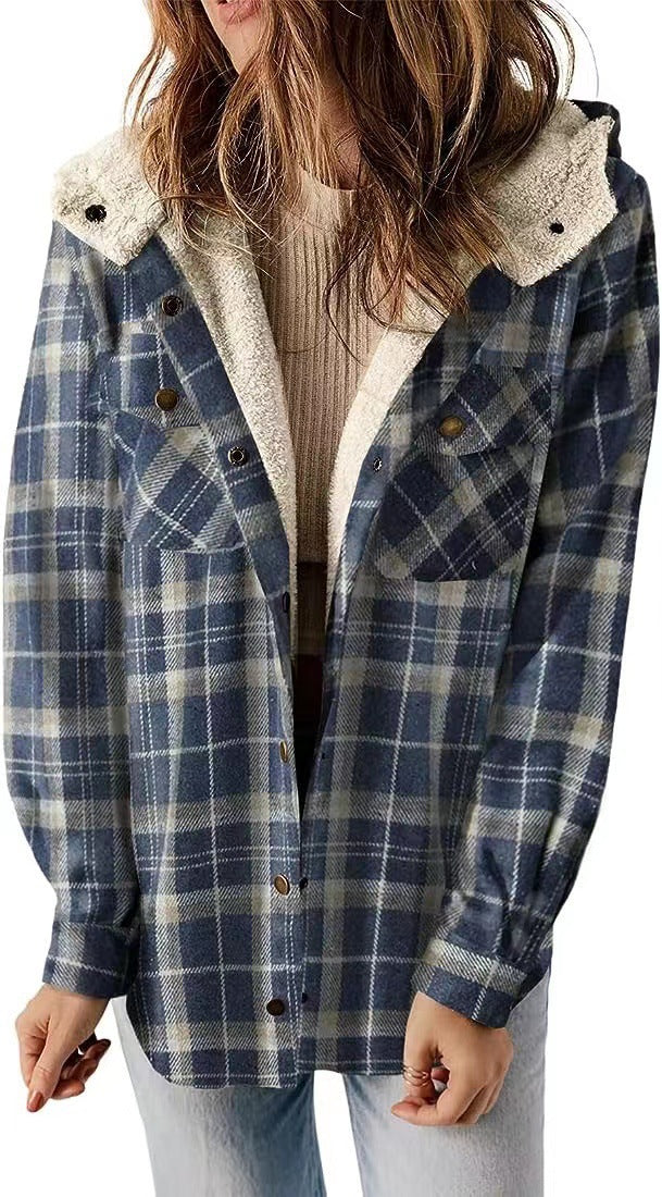 Damen Karierter Flanell-Jacke mit kuscheligem Innenfutter EB