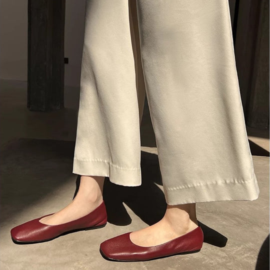 Damen Ballerinas im modernen Quadratdesign mit feiner Struktur EB