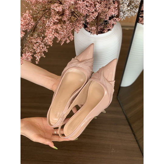 Damen spitze Slingback-Pumps mit elegantem Raffungseffekt EB