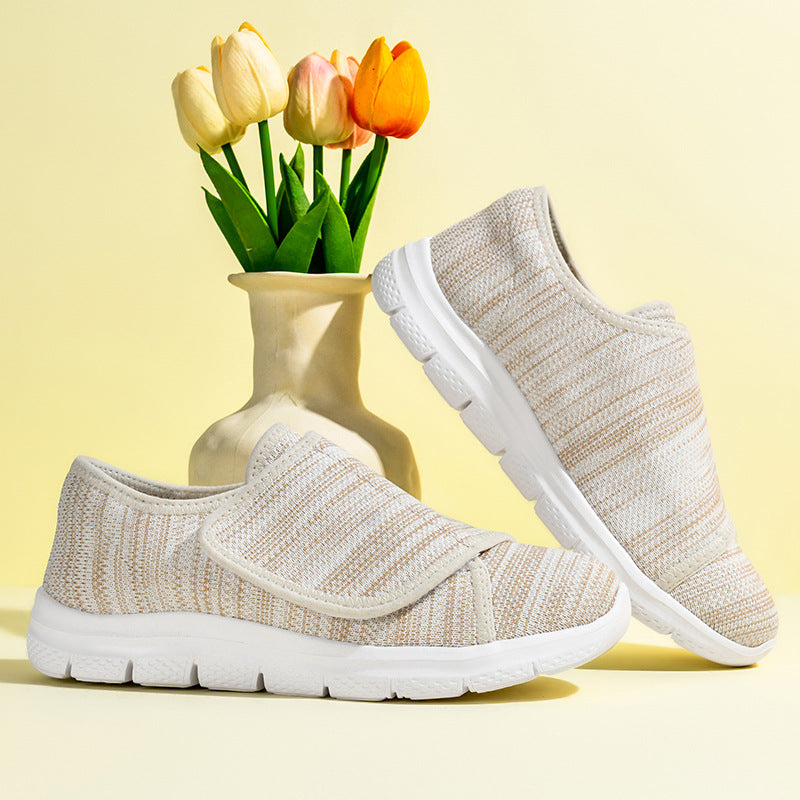 Damen Bequeme Slip-On Sneakers mit hygienischem Designer-Klettverschluss EB