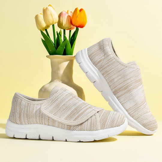 Damen Bequeme Slip-On Sneakers mit hygienischem Designer-Klettverschluss EB