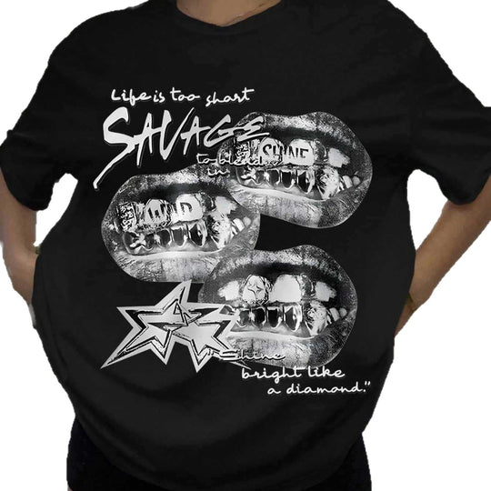 Damen T-Shirt mit kreativem Grafikdesign und urbanem Statement EB