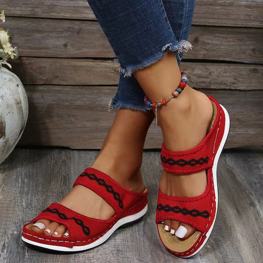 Damen Komfortable Riemensandalen mit modischem Muster EB