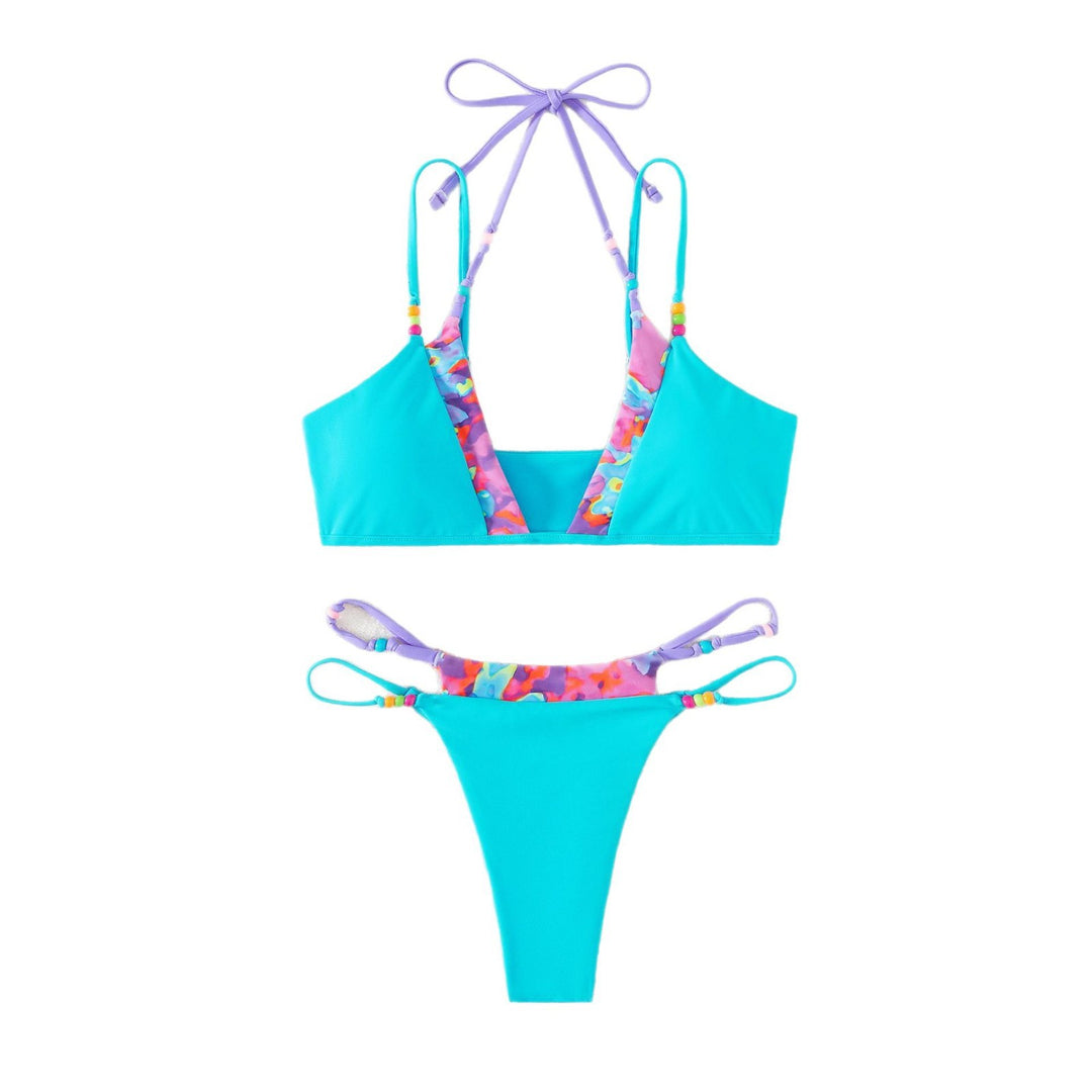 Damen verspielter Bikini mit buntem Floral-Design EB