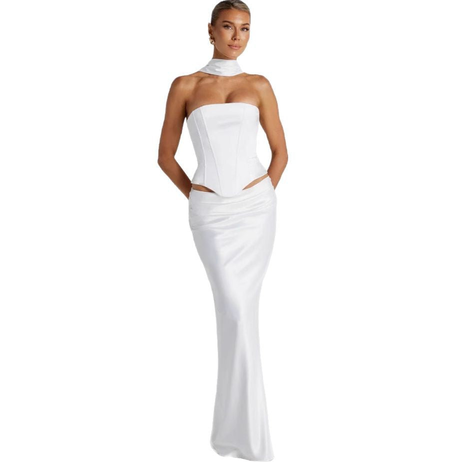 Damen Hochzeitskleid mit schulterfreiem Design und elegantem Taillenverband EB