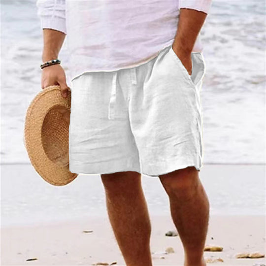 Herren luftige Leinen-Shorts mit elastischem Bund und praktischen Seitentaschen EB