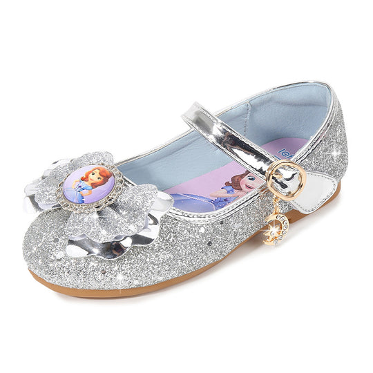 Mädchen Ballerinas mit Glitzer und Schleifenapplikation EB
