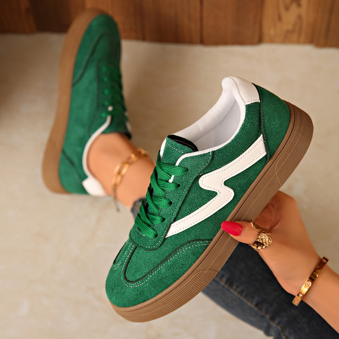 Damen Mode-Sneaker mit hochwertiger Veloursleder-Oberfläche und rutschfester Gummisohle EB