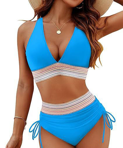 Damen Hochtailliertes Bikini-Set mit verstellbaren Trägern EB