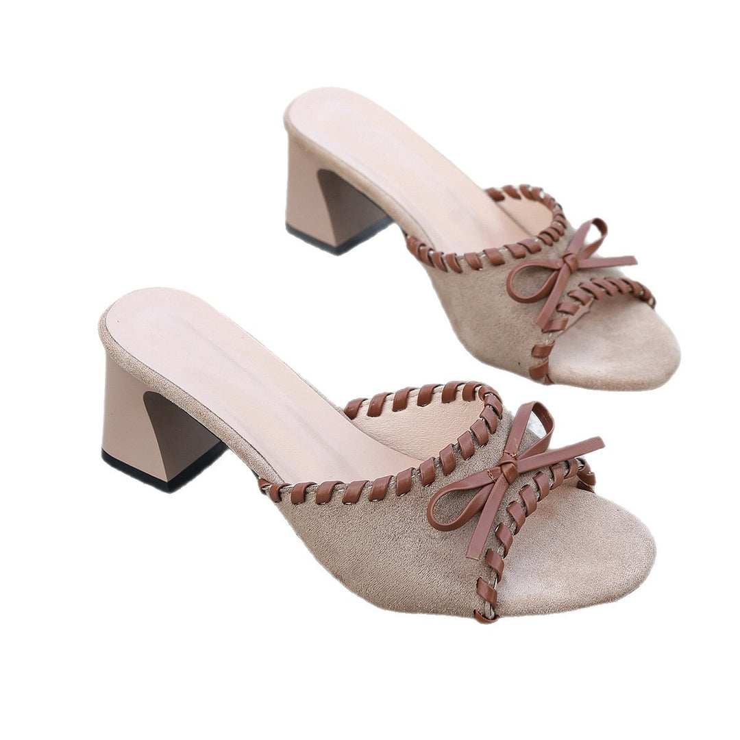 Damen Elegante Sandaletten mit raffiniertem Schleifen-Detail und stylischem Blockabsatz EB