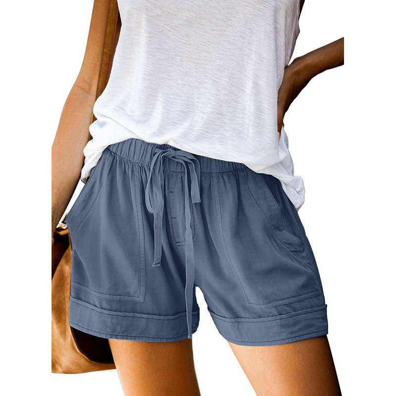 Damen Bequeme Sommer-Shorts mit elastischem Bund und praktischen Taschen EB