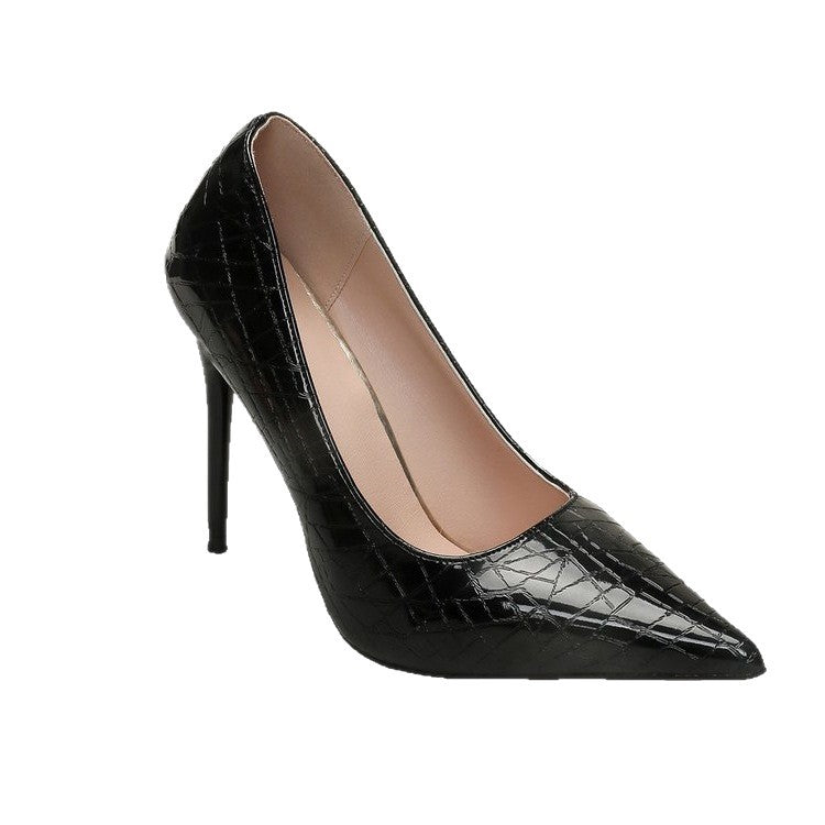 Damen elegante Stiletto-Pumps mit glänzender Lackoptik EB