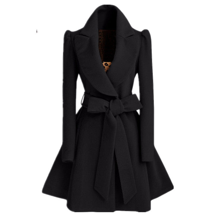 Damen modischer Trenchcoat mit tailliertem Schnitt und Gürtel EB