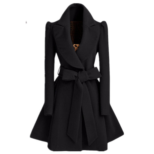 Damen modischer Trenchcoat mit tailliertem Schnitt und Gürtel EB