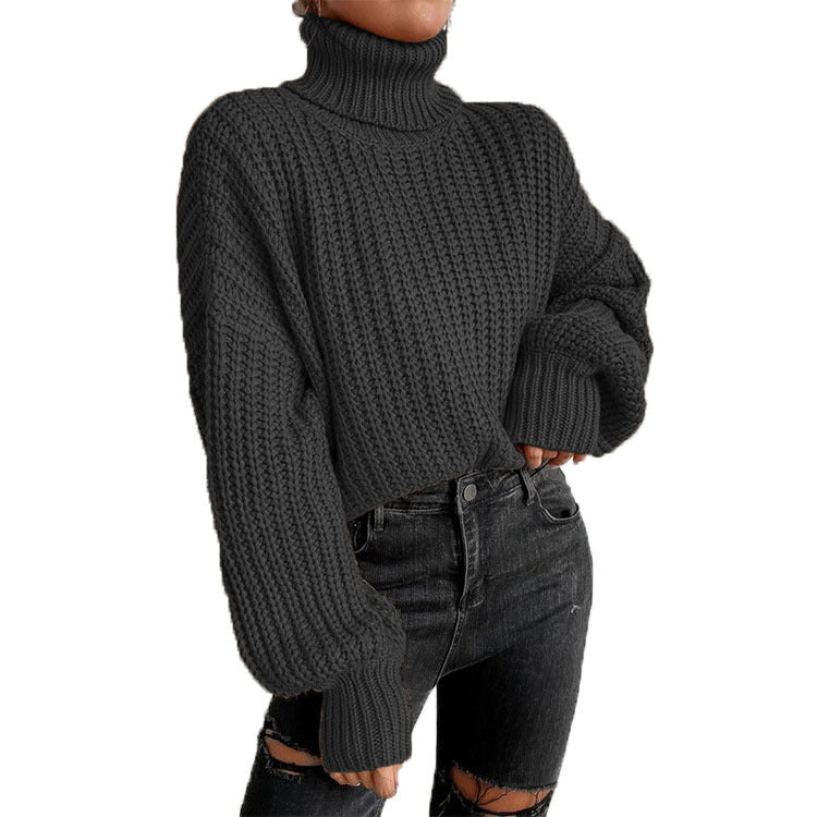 Damen gemütlicher Rollkragenpullover aus weichem Strick EB