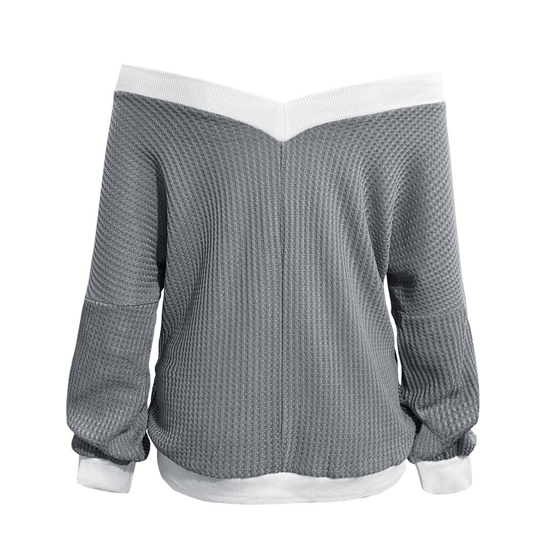 Damen Off-Shoulder Pullover im modernen Waffelstrick EB