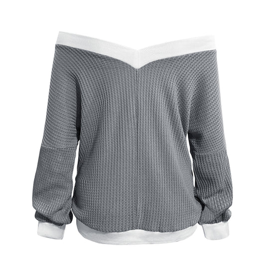 Damen Off-Shoulder Pullover im modernen Waffelstrick EB