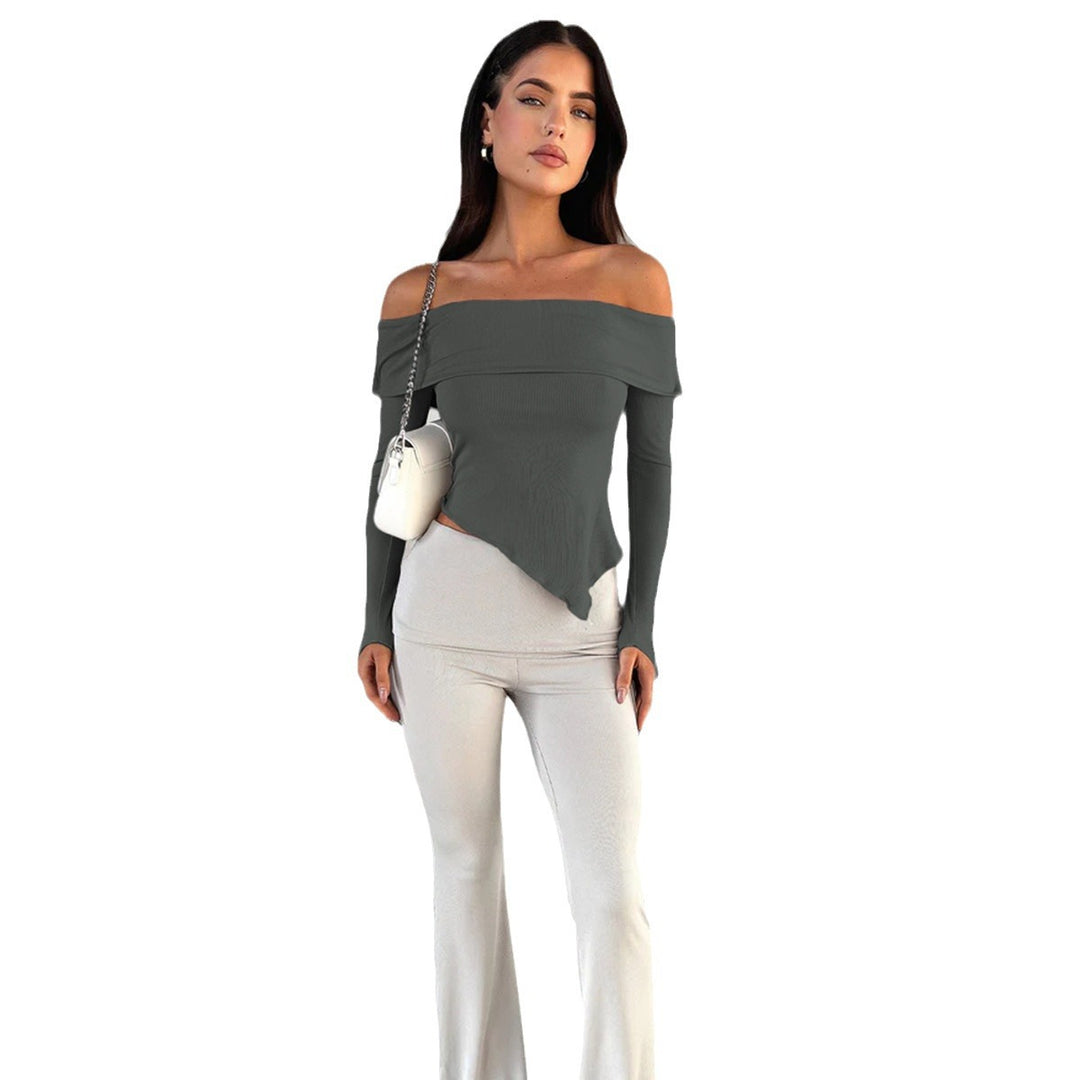 Damen Off-Shoulder Shirt mit eleganten Trompetenärmeln EB