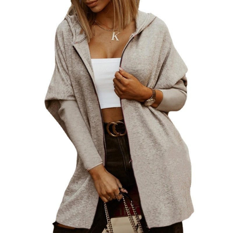Damen moderne Kapuzenjacke mit asymmetrischem Schnitt EB