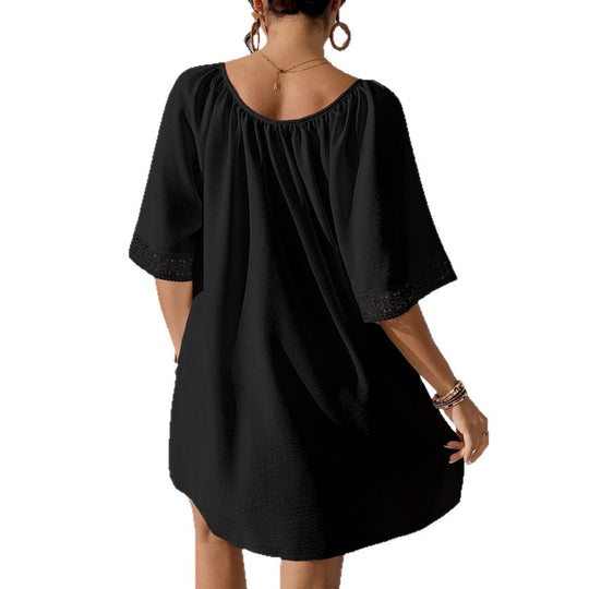 Damen luftiges Strandkleid mit verzierten Ärmeln EB