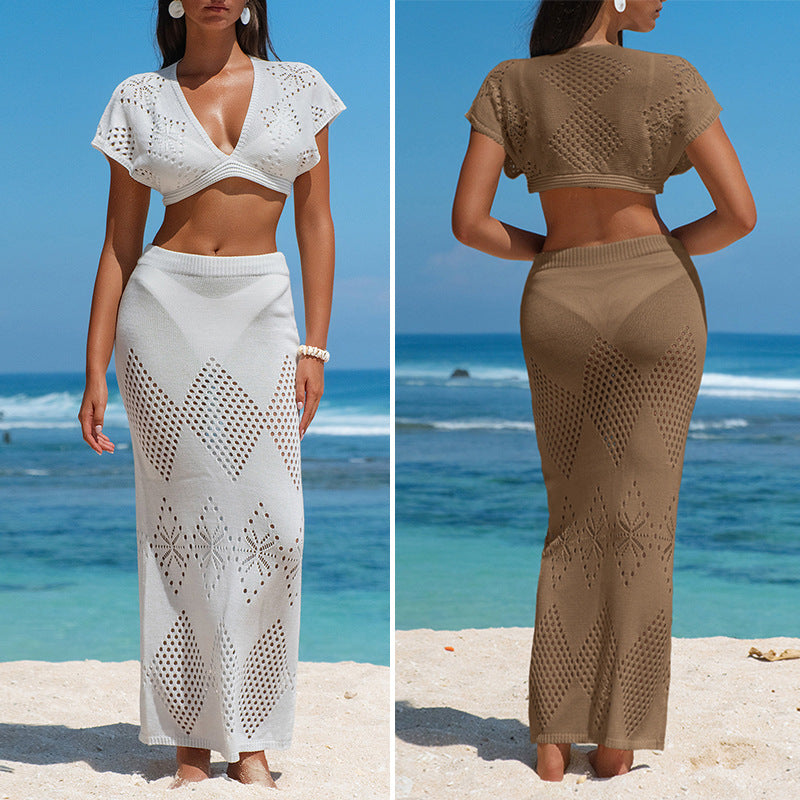 Damen Strickkleid mit offenen Mustern EB
