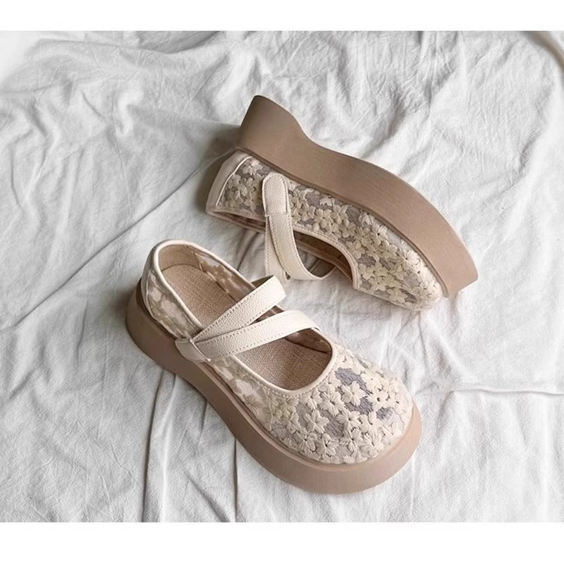 Damen modische Ballerinas mit floralem Design und dämpfender Sohle EB
