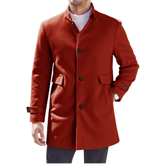 Herren eleganter Mantel mit praktischem Stehkragen und Taschen EB