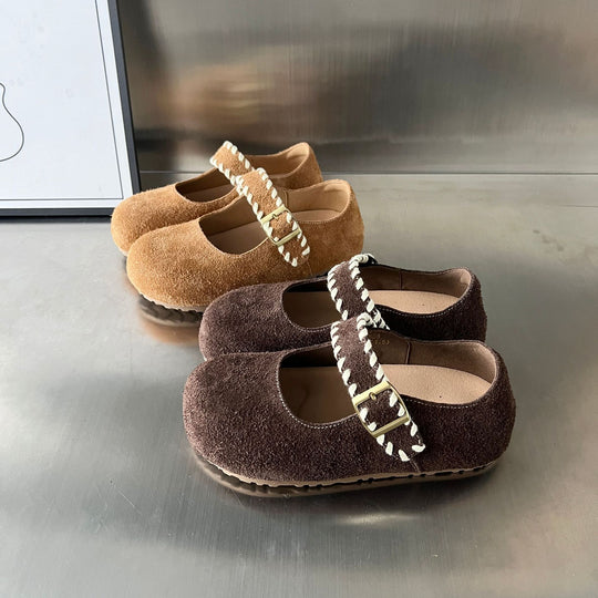 Damen Mokassins mit dekorativer Schnalle und weichem Wildleder EB