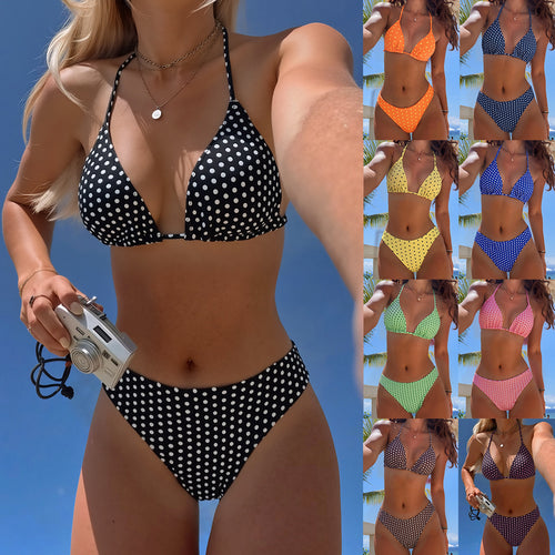 Damen Triangel-Bikini mit punktuellem Design EB