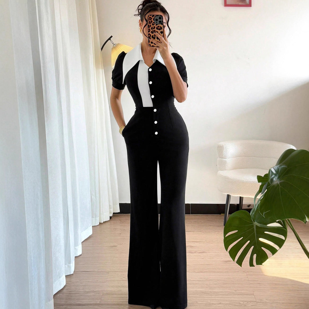 Damen Jumpsuit mit eleganter Kragenpartie und figurbetontem Schnitt EB