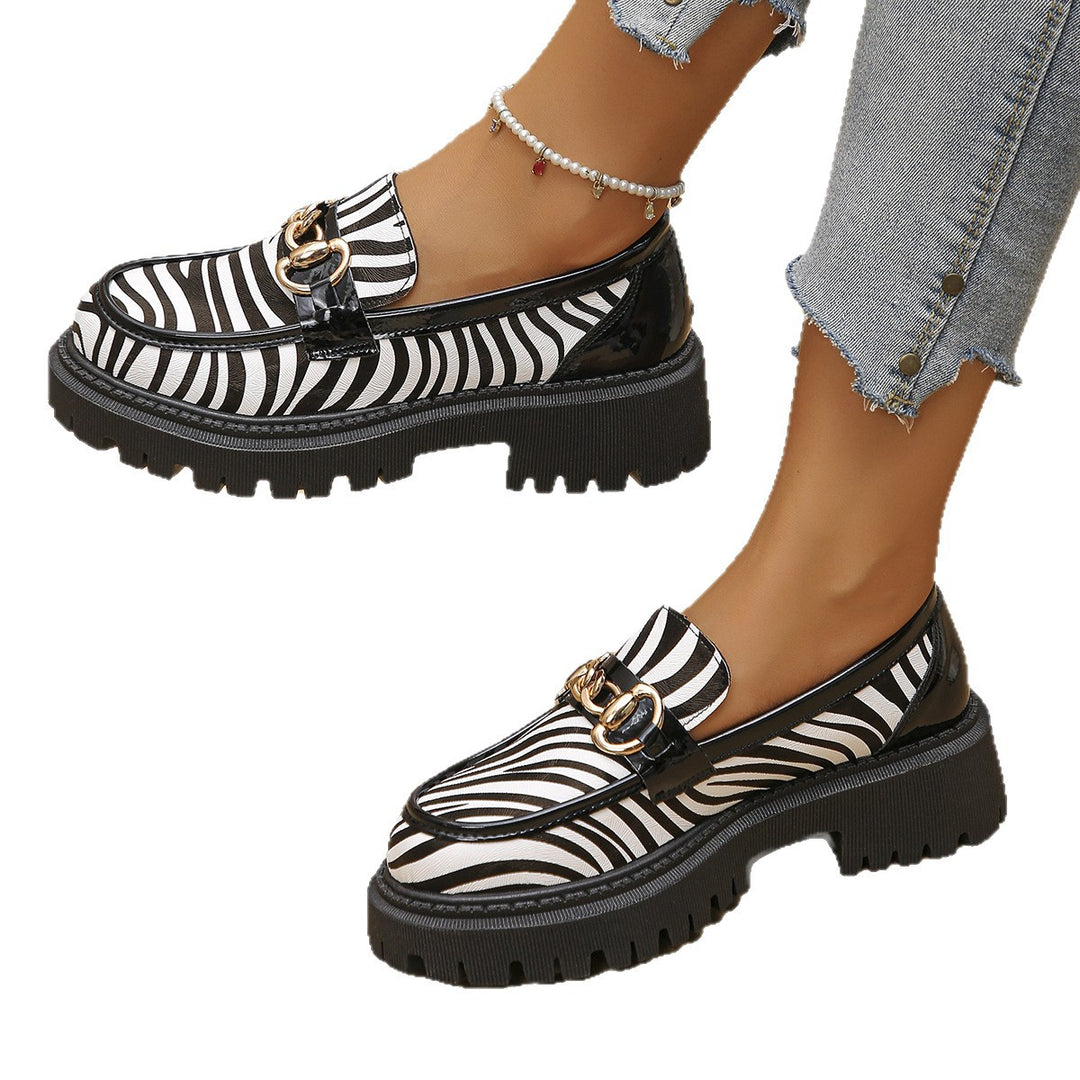 Damen Trendige Mokassin-Schuhe mit auffälligem Zebra-Druck und komfortabler Sohle EB