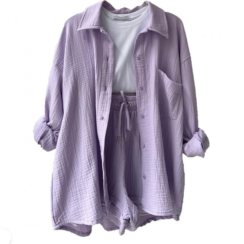 Damen lässige Oversized-Hemdjacke mit Gürtel EB