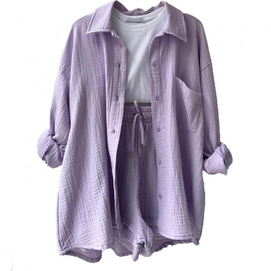 Damen lässige Oversized-Hemdjacke mit Gürtel EB
