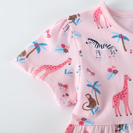Mädchen Baumwollkleid mit verspieltem Tiermotiv EB