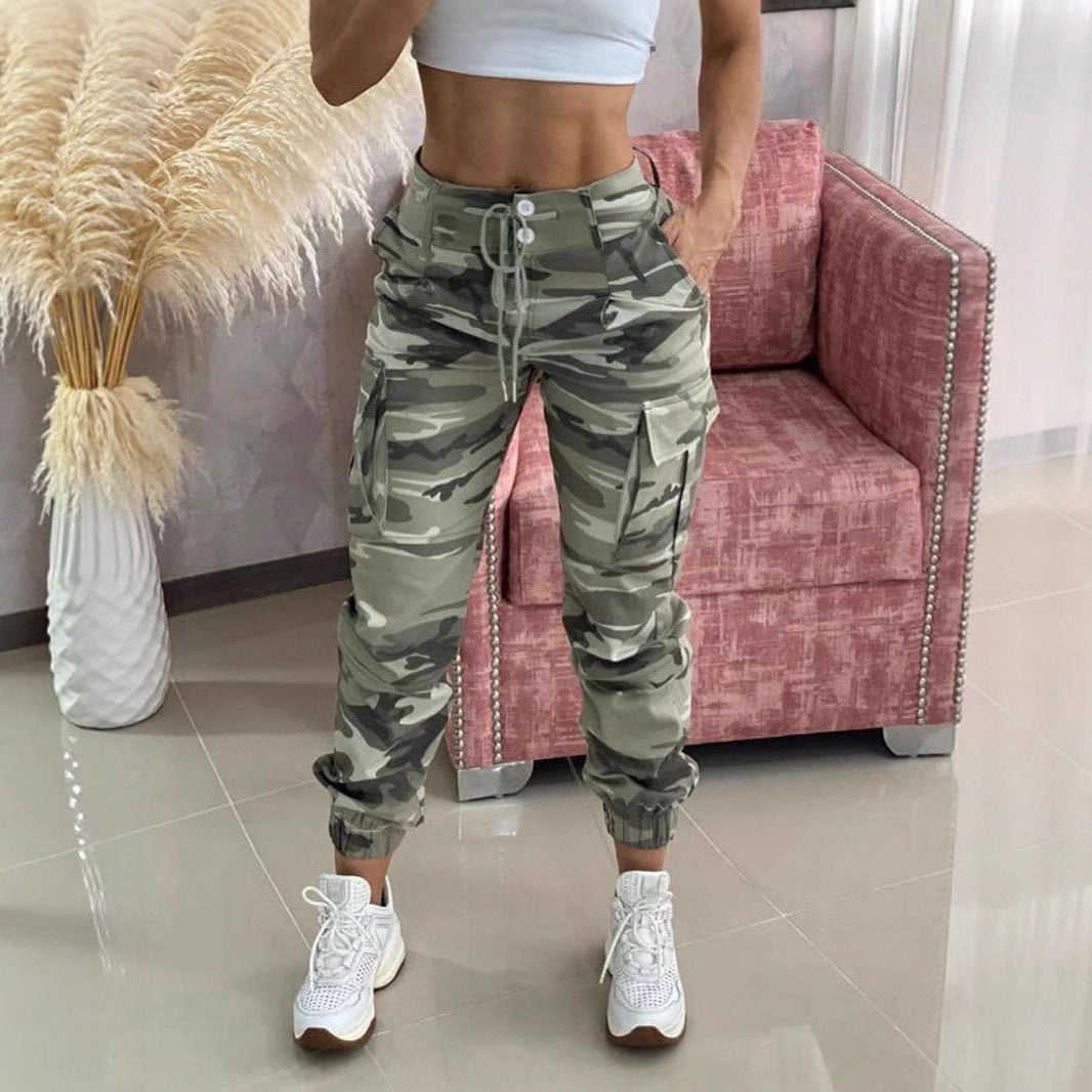 Damen Freizeithose mit Cargo-Taschen und elastischem Bund EB