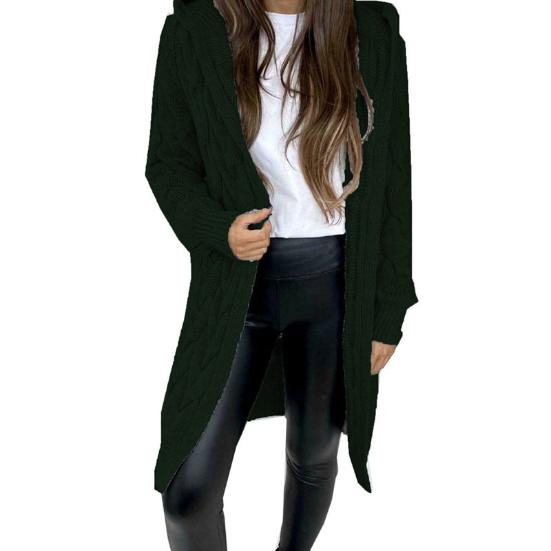 Damen Langstrickmantel aus Kabelstrick EB
