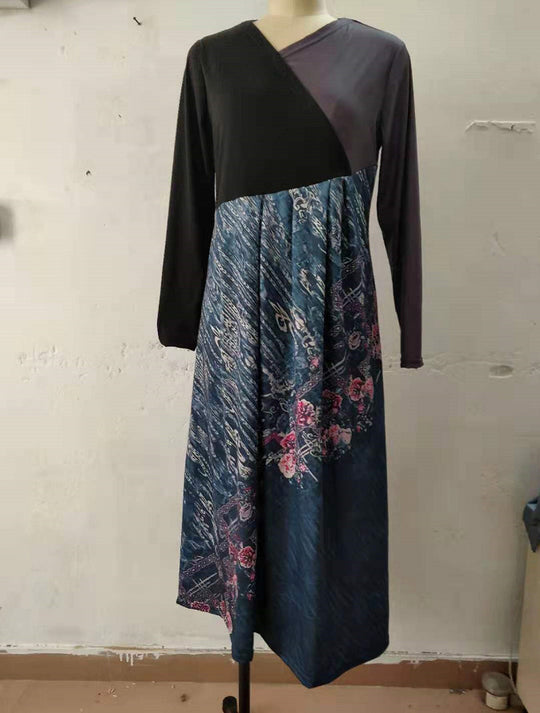 Damen boho-inspiriertes Midikleid mit geschickt kombiniertem Muster EB