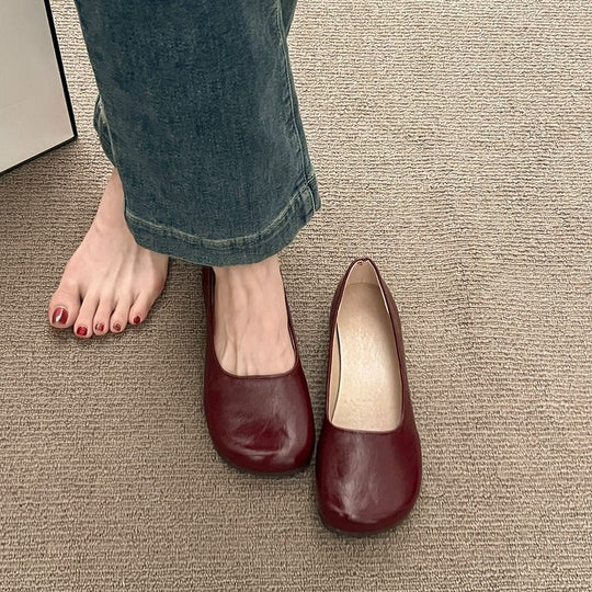 Damen Komfortable Ballerinas mit elegantem, glänzendem Obermaterial EB