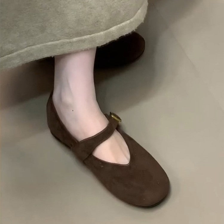 Damen elegante Ballerinas mit modischem Schnallenverschluss EB