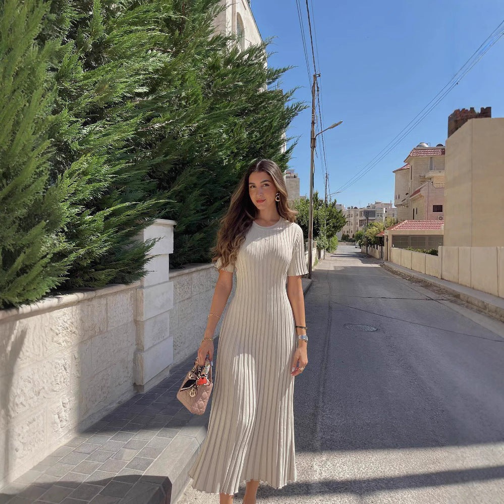 Damen Maxikleid aus feinem Rippenstrick EB