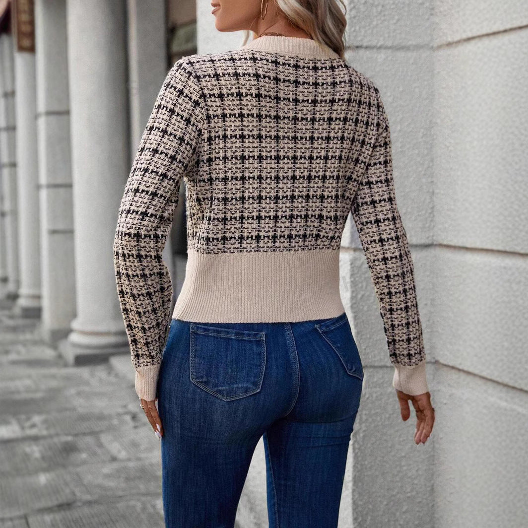 Damen eleganter Cardigan mit strukturiertem Gewebe und dekorativen Knöpfen EB