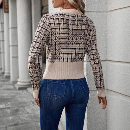 Damen eleganter Cardigan mit strukturiertem Gewebe und dekorativen Knöpfen EB