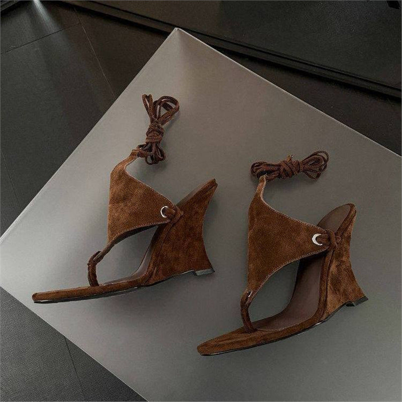 Damen Wedge-Sandalen mit modischem Leopardenprint und Riemchen EB