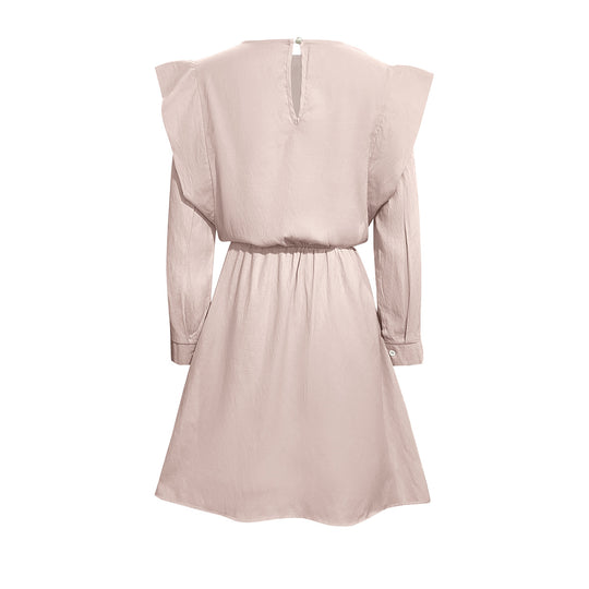Damen elegantes Minikleid mit tailliertem Schnitt und schulterfreien Puffärmeln EB