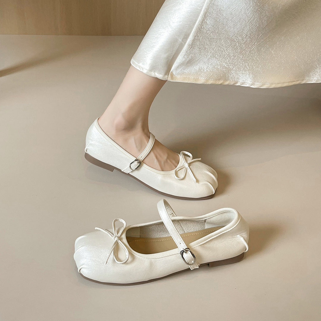 Damen Ballerinas mit modischem Schleifenakzent und elegantem Metallic-Finish EB