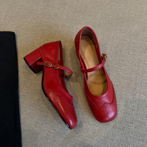 Damen elegante Mary Janes mit modischem Riemen und hochwertiger Ledersohle EB