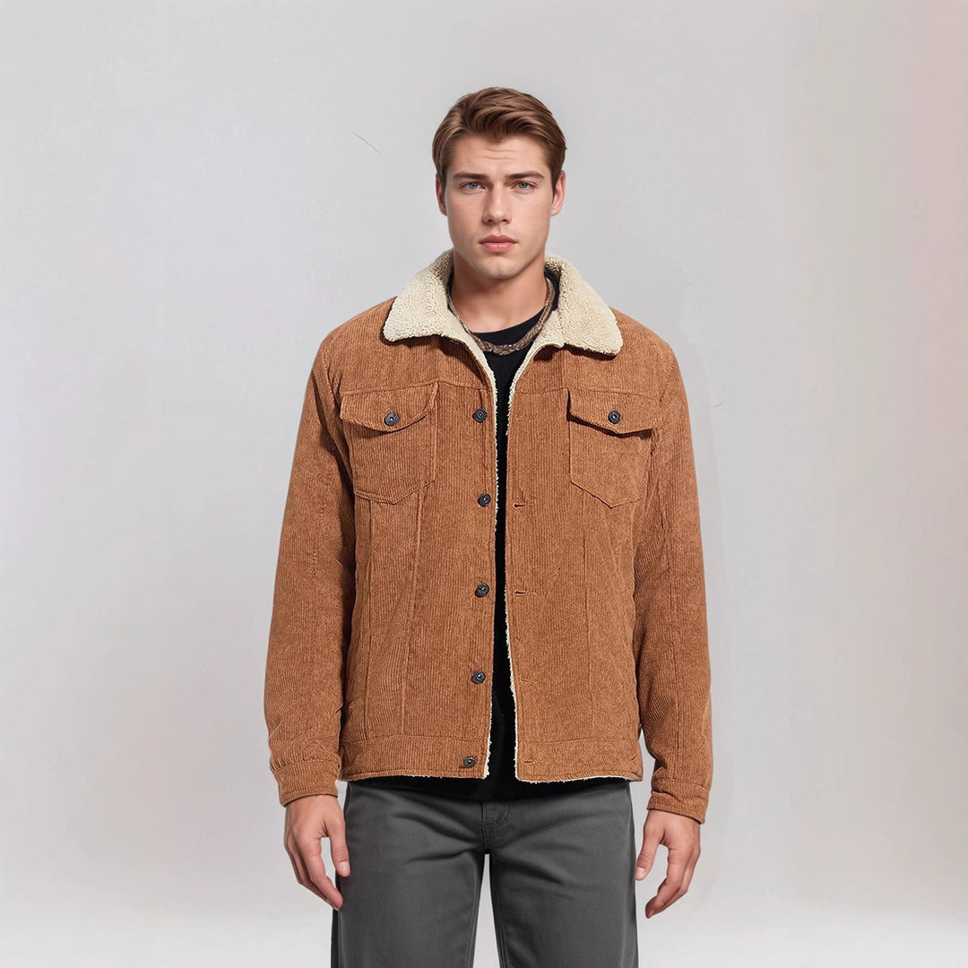 Herren kuschelige Cord-Jacke mit warmem Futter EB