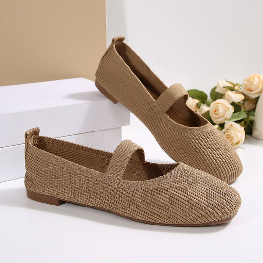 Damen Ballerinas mit elastischem Strickdesign EB
